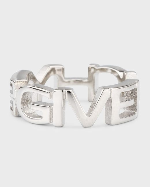 Givenchy Metallic Logo Letters Silvery Band Ring for men