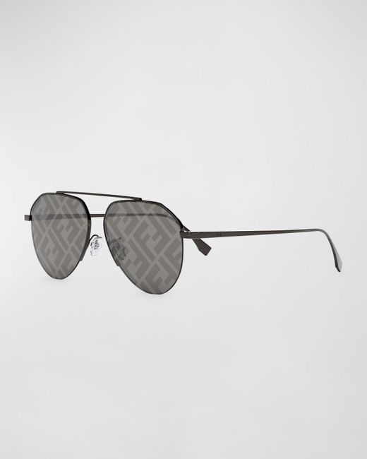 Fendi Metallic Monogram Lens Metal Aviator Sunglasses for men