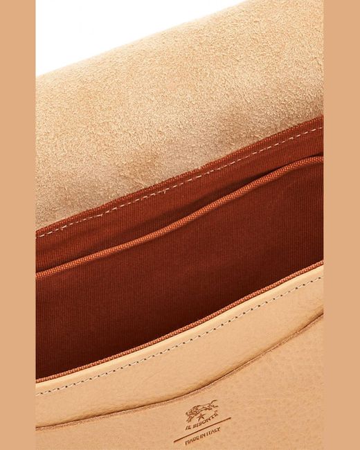 Il Bisonte Natural Alloro Saddle Vachetta Leather Crossbody Bag