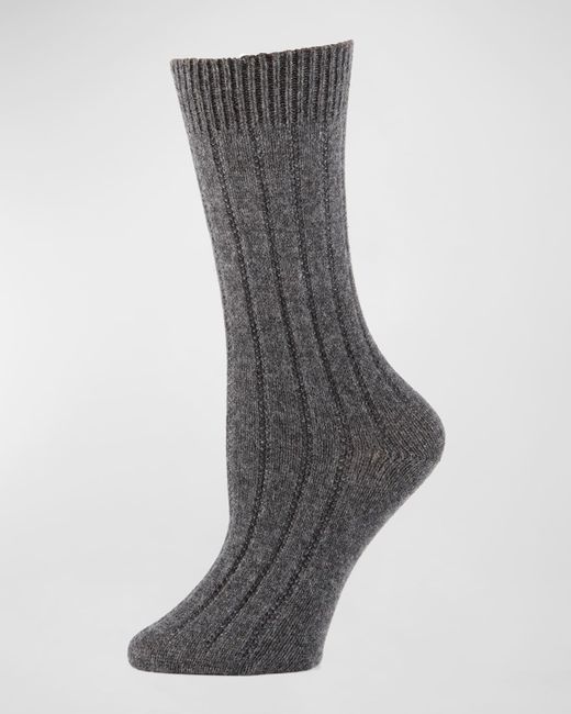 Neiman Marcus Gray Cashmere Ribbed Socks