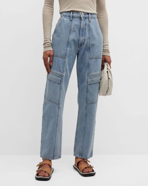 Agolde Cooper Relaxed Straight Cargo Jeans in Blue | Lyst