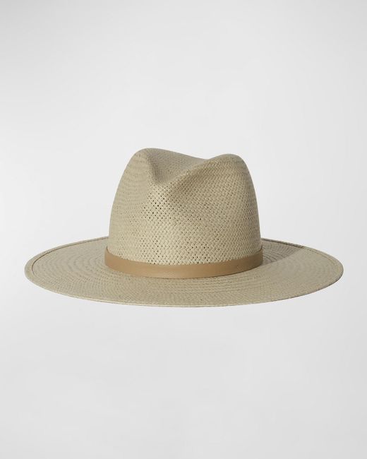 Janessa Leone Natural Simone Packable Straw Fedora Hat
