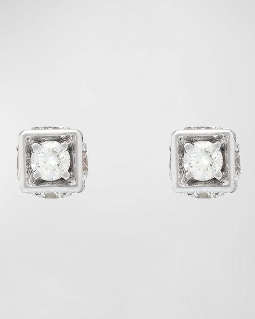 Miseno Metallic 18k White Gold Diamond Stud Earrings