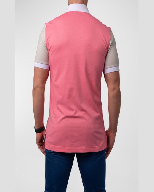 Maceoo Pink Mozart Colorblock Polo Shirt for men