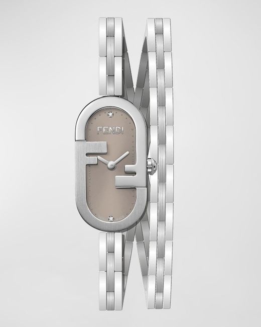 Fendi White O'lock Vertical Oval Bracelet Watch