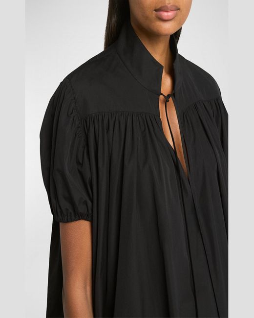 Co. Black Gathered Short-Sleeve Tton Tunic Top
