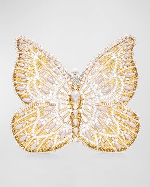 Judith Leiber Metallic Pearly Butterfly Clutch Bag