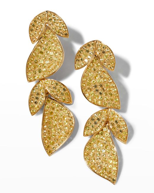 Alexander Laut Metallic Yellow Gold Yellow Sapphire Leaf Earrings