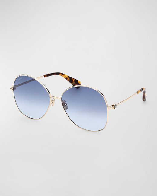 Max Mara Blue Jewel Round Metal Sunglasses