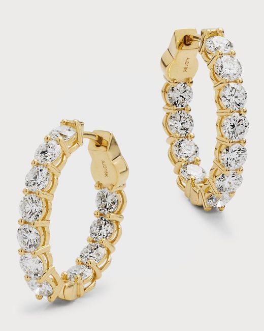 Neiman Marcus Metallic 18k Yellow Gold Gh/si Diamond Oval-shaped Earrings, 0.75"l