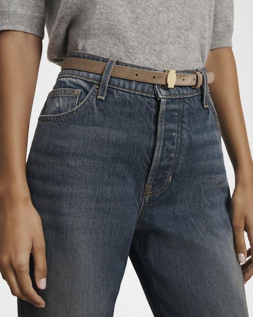 Veronica Beard White Dash Suede Belt
