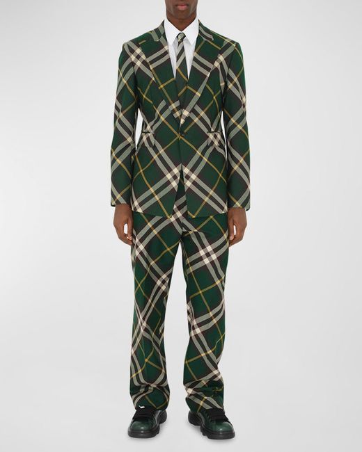 Burberry Green Check Wool Suit Jacket for men