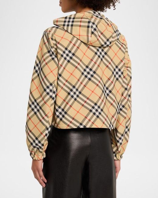 Burberry Metallic Reversible Check Crop Zip Jacket