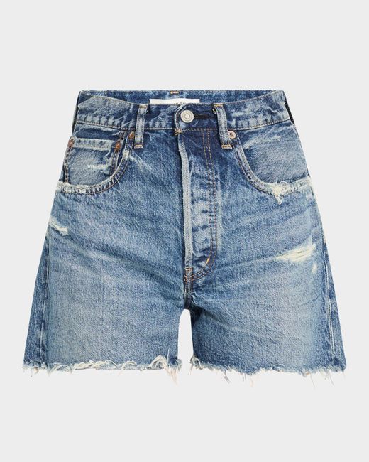Moussy Blue Manhasset Distressed Denim Shorts