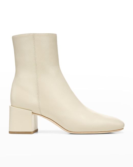 Vince Kaye Leather Zip Booties in Natural | Lyst
