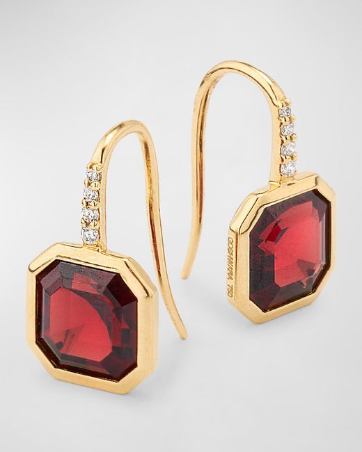 Goshwara Red Gossip 18K Diamond And Asscher Cut Wire Earrings