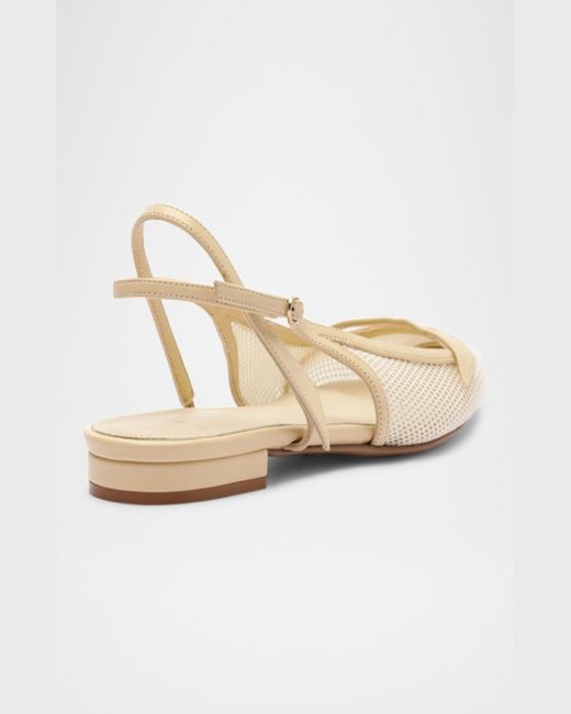 Alexandre Birman White Tita Mesh Slingback Flats