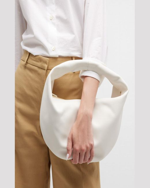 Khaite White Olivia Medium Leather Hobo Bag