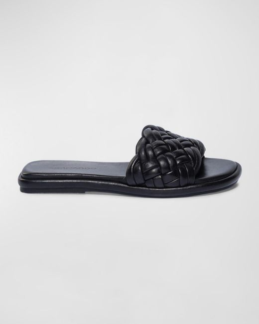 Bernardo Blue Braided Leather Flat Slide Sandals