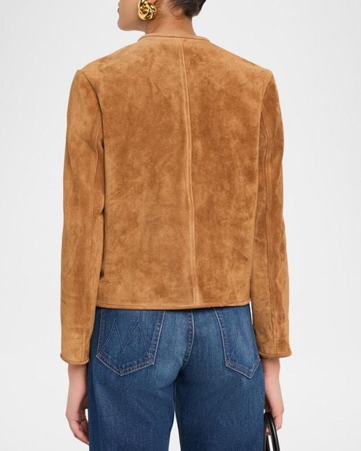 Arma Brown Sogno Button-Front Gritty Suede Jacket