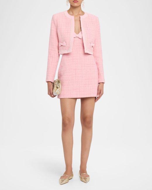 LoveShackFancy Pink Ralphette Cropped Tweed Jacket