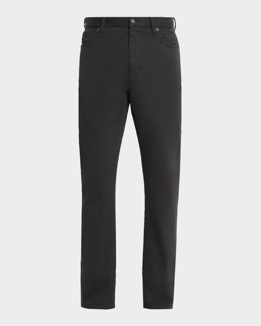 Zegna Gray Stretch Gabardine Slim Five-Pocket Pants for men