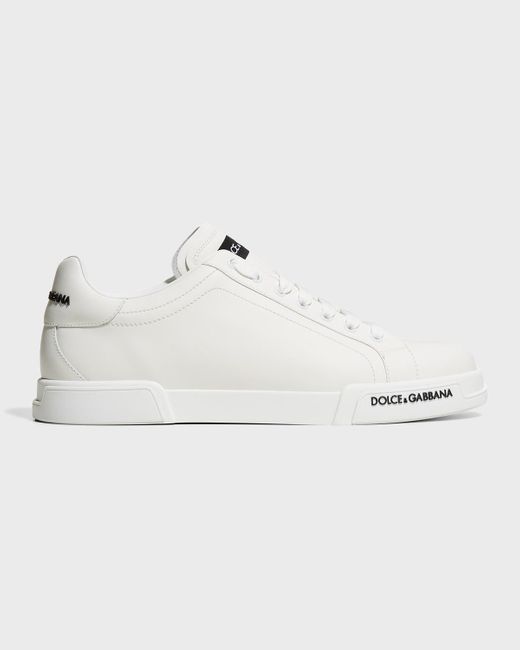Dolce & Gabbana White Portofino Calf Leather Low-top Sneakers for men
