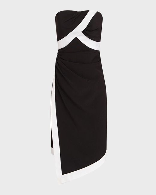 Halston Heritage Black Laine Strapless Two-Tone Mini Dress