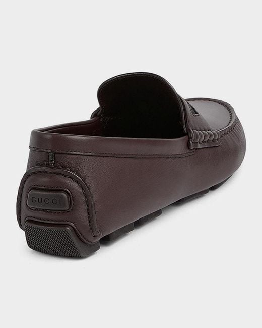 Gucci Brown Apos;S Leather Moc-Toe Drivers for men