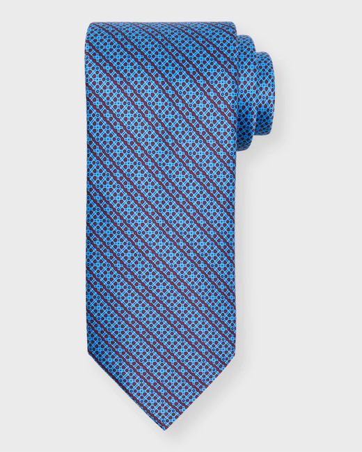 Stefano Ricci Blue Printed Silk Tie for men