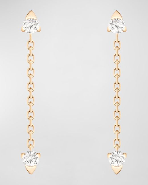Piaget White Sunlight 18k Rose Gold Diamond Chain Drop Earrings