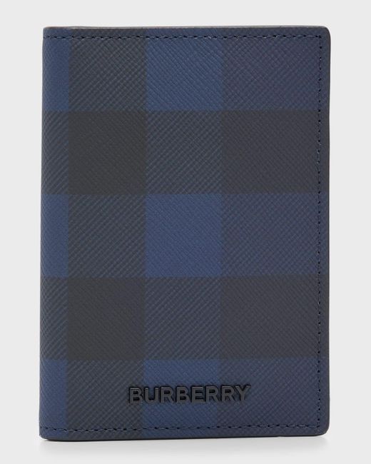 Burberry Blue Bateman London Check Bifold Card Holder for men
