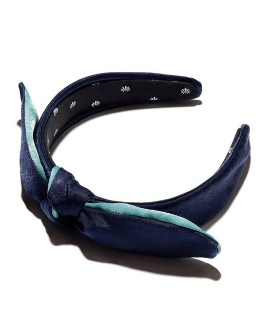 Lele Sadoughi Blue Velvet Colorblock Knot Bow Headband