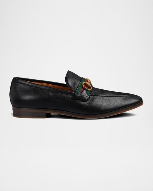 Gucci Black Apos;S Paride Web Stripe Bit Loafers for men