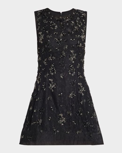 Jonathan Simkhai Women's Black Evelina Crystal-Embellished Lace Mini Dress