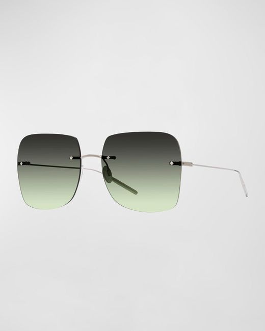 Barton Perreira Green Sharona Rimless Titanium Square Sunglasses