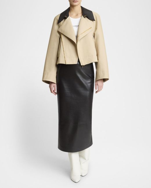 Givenchy Natural Leather Collar Zip Cocoon Jacket