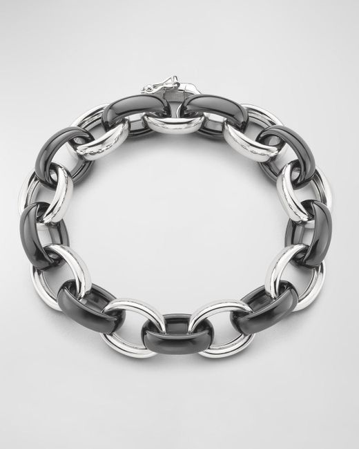 Monica Rich Kosann Metallic Sterling Silver Marilyn Xl Ultra Bracelet With Alternating Ceramic Links, 8"l