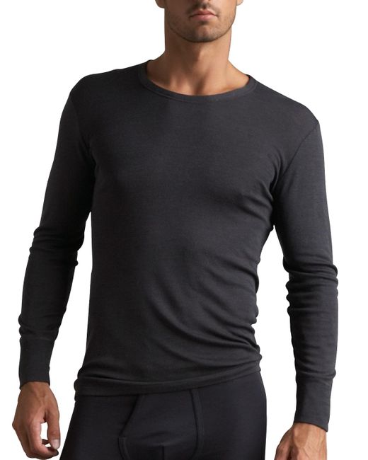 Hanro Black Woolen Silk Long-Sleeve Shirt for men