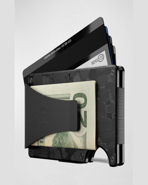 THE RIDGE Black Rfid Money Clip Metal Wallet for men
