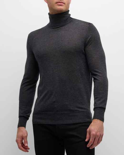 Neiman Marcus Blue Cashmere-silk Turtleneck Sweater for men