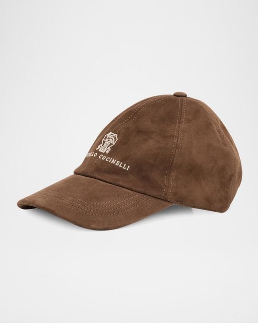 Brunello Cucinelli Brown Apos;S Logo Suede Baseball Cap for men
