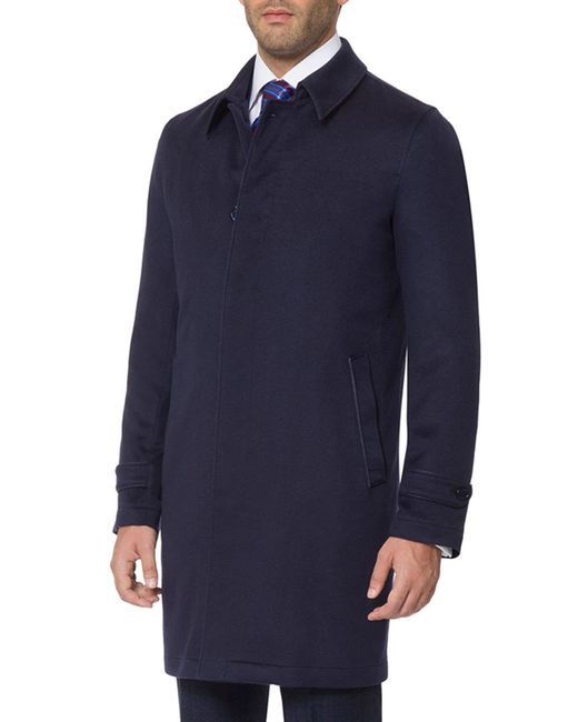 Stefano Ricci Blue Solid Cashmere Topcoat for men