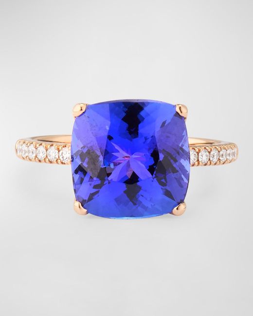 Lisa Nik Blue 18K Rose Ring With Tanzanite And Diamonds