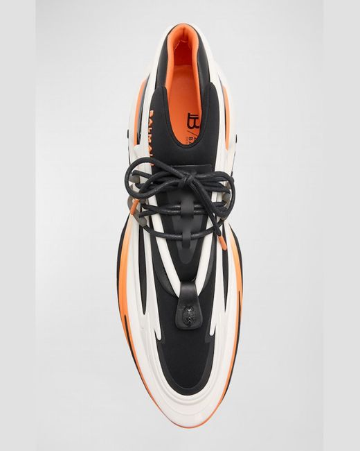 Balmain Black Unicorn Neoprene And Leather Low-Top Sneakers for men