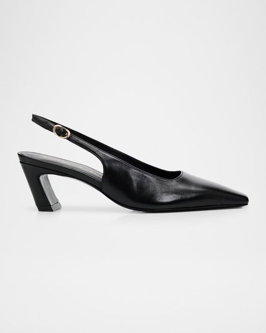 Stuart Weitzman Black 50Mm Stassi Leather Slingback Pumps