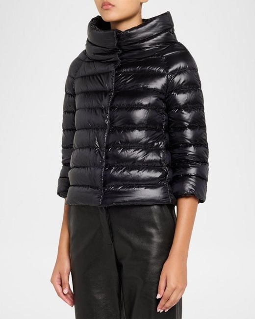 Herno Black Sofia Ultra-Lightweight Down Bolero Jacket