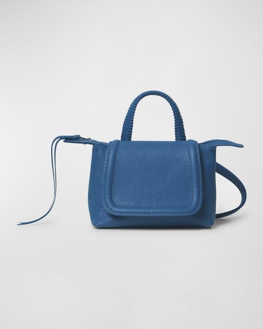 Callista Blue Mini Flap Leather Top-Handle Bag