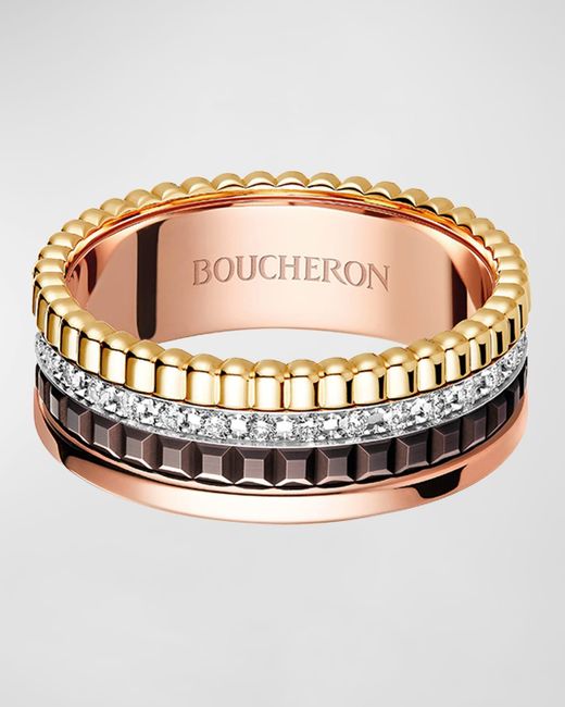 Boucheron Metallic Quatre 18K Classique Small Band Diamond Ring for men