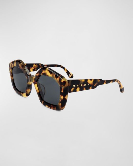 Marni Brown Logo Acetate Butterfly Sunglasses
